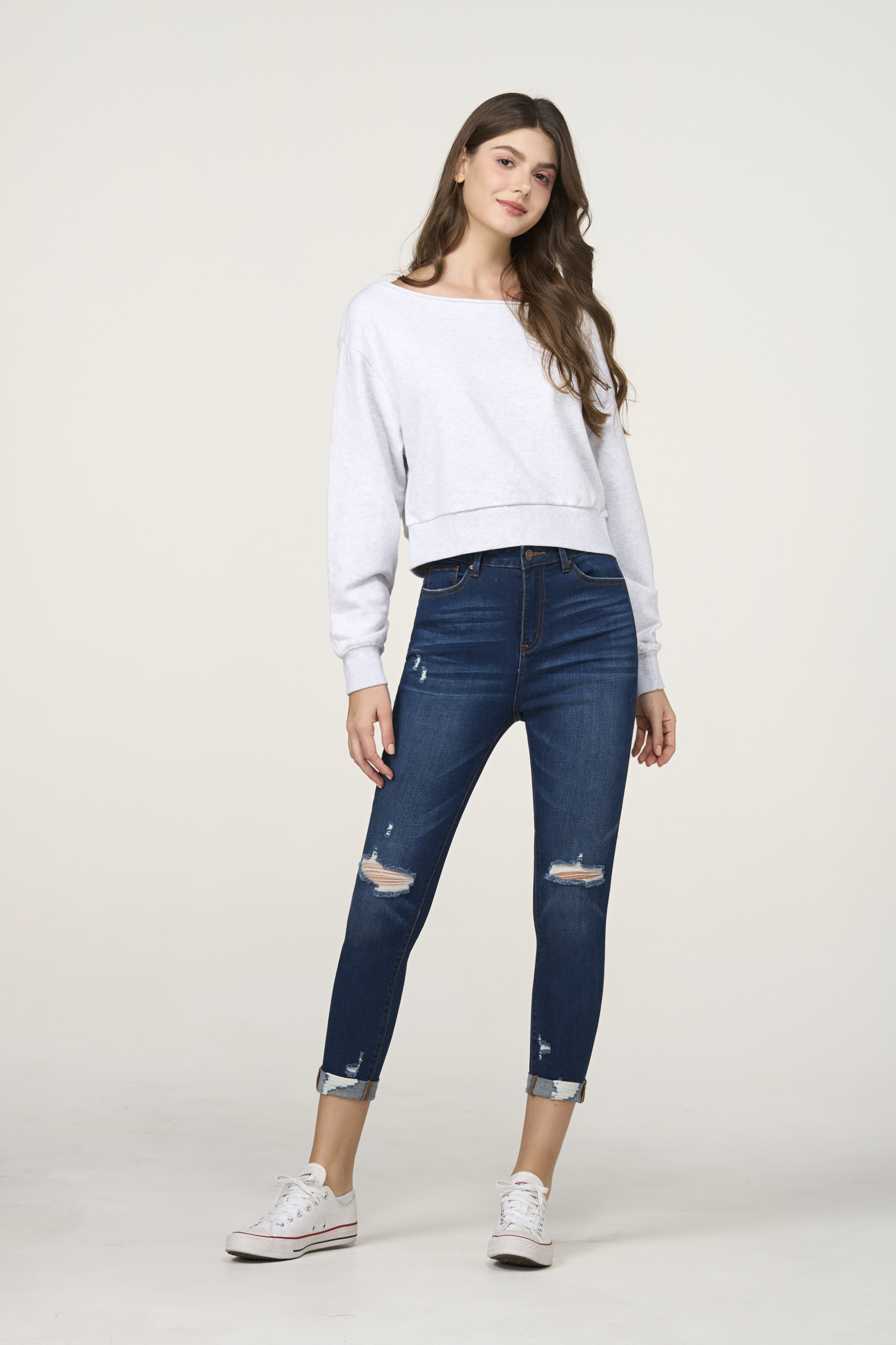 slim-fit denim jeans